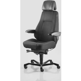 Kontorstol KAB Seating Director, White-Line Sort fighter inkl. armlæn og nakkestøtte i sort skind