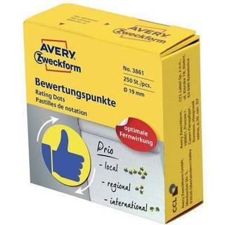 Avery 3861 Tommel Up, blå på gul baggrund Ø19mm 250stk