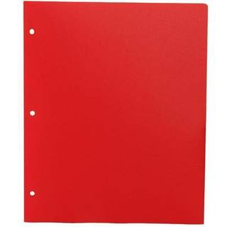 Jam Paper Heavy Duty Plastic 3 Hole Punch Pocket Mappers - Extra Tough School Mapper - Red - 6/Pack