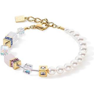 Coeur De Lion Gold Tone Pearl and Pastels Cubed Bracelet - Gold - White - 18cm