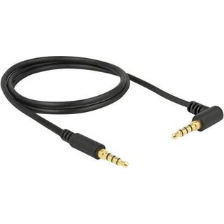 Delock 4 pin vinklet minijack kabel - Cover venlig - Sort - 1 m
