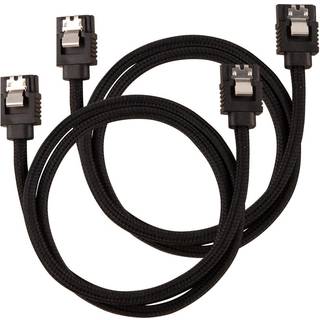CORSAIR Premium Sleeved SATA Data Cable Set with Straight Connectors_ Black_ 60cm