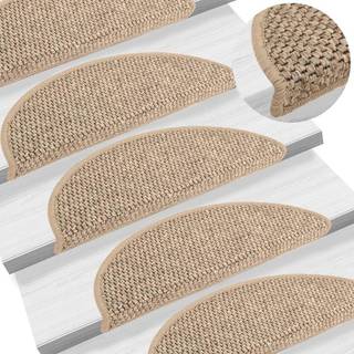 selvklæbende trappemåtter 15 stk. 56x17x3 cm sisal-look beige