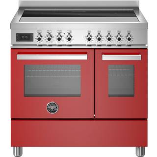PRO95I2EROT Professional induktionskomfur med dobbeltovn, 90 cm, rød