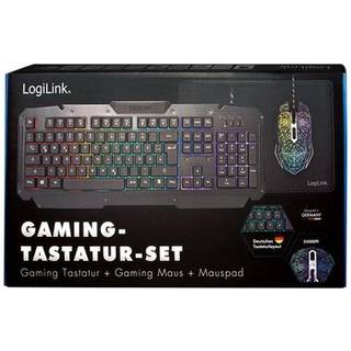 LogiLink Gaming-Set keyboard mouse and mouspad - Gaming Tastatur - Tysk - Sort
