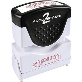 ACCU-STAMP2-meddelelsesstempel med lukker 1-farve udgivet 1-5/8 """" X 1/2 """" Impression Pre-blæk rød blæk (035580)