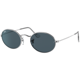 Ray - Ban Unisex RB3547 OVAL 003/R5 Solbriller Metal Sølv Blå Rund Normal