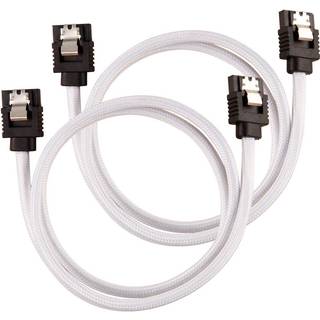 CORSAIR Premium Sleeved SATA Data Cable Set with Straight Connectors_ White_ 60cm