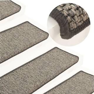 selvklæbende trappemåtter 15stk. 65x21x4cm sisal-look grå beige