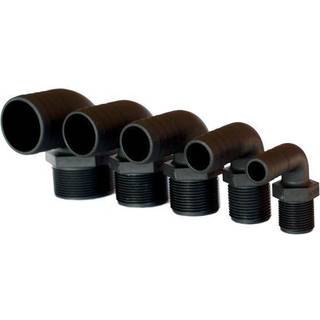 Slangnippel TruDesign Tail 90° Male Threaded, komposit, vinklet 90°, 1 1/2" G (BSP) (udvendig) til 38 mm (1 1/2") slange, sort