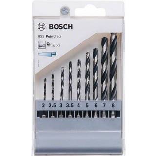 BOSCH HSS PointTeQ bor med sekskantskaft, sæt med 9 dele, 2-8 mm