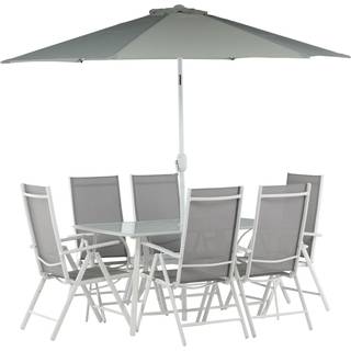 Brekki havesæt bord 90x150cm hvid, 6 stole hvid.