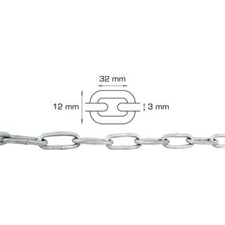Galvaniseret kæde langleddet Ø3 mm x 5 meter