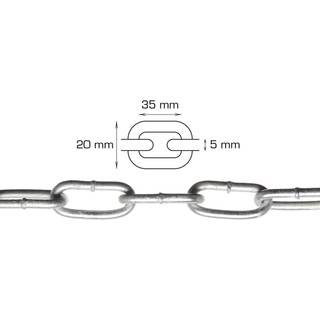 Galvaniseret kæde langleddet Ø5 mm x 2 meter