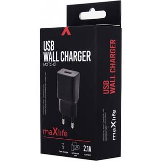 maXlife MXTC-01 Wall Charger 2,1A - Sort