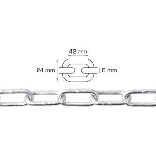 Galvaniseret kæde langleddet Ø6 mm x 5 meter