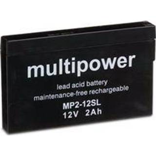 MP2-12SL Multipower blybatteri - 12V 2Ah - Erstatter Yuasa NP2-12