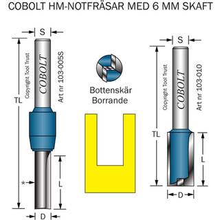 Cobolt 103-012L Fræserjern med styrelejer