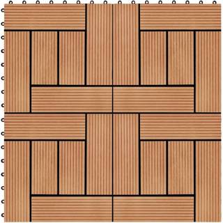 terrassefliser 11 stk. WPC 30 x 30 cm 1 m2 teakfarvet