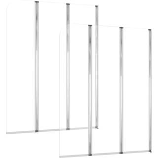 brusevægge 2 stk. 104x130 cm hærdet glas transparent