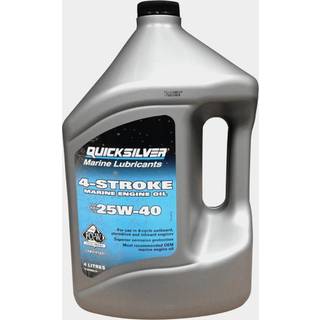 Mineralolie til 4-takt indenbords- &amp; påhængsmotorer Quicksilver 4-Stroke Marine Engine Oil 25W-40, til benzin- &amp; dieselmotorer, NMMA FC-W, 4 liter