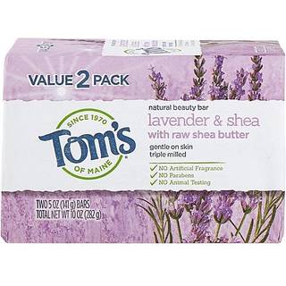 Tom's of Maine Natural Beauty Bar Sbe Lavendel & Shea Med Raw Shea Butter 5 oz. 2-pakke