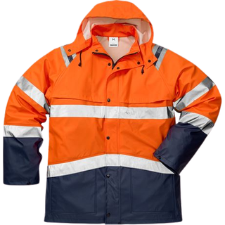 Fristads 114041 Hi Vis regnjakke kl.3 4624 / Arbejdsregnjakke Hi-Vis Orange/Marine 3XL