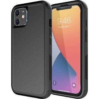 Diverbox til iPhone 11-sag [ShockProof] [Dropproof] [H?rmet glassk?rmbeskytter] Tungbeskyttelsesd?kning til Apple iPhone 11 (Black-3in1)