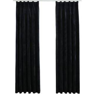 mørklægningsgardiner kroge 2 stk. 140x245 cm fløjl antracitgrå