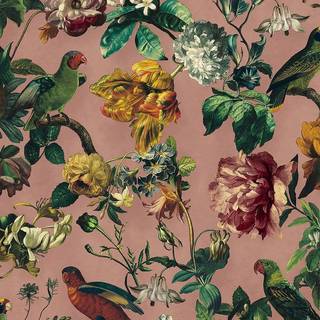 Flowers and Parrots - Dusty Rose