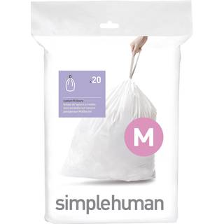 Simplehuman Kode M skræddersyede affaldsposer, pakke med 20, hvid