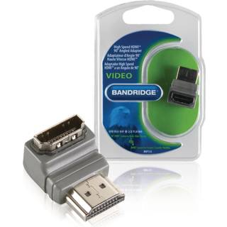 Bandridge High Speed Hdmi Med Ethernet Adapter Vinkel 90° HDMI-Stik - HDMI Hun Grå