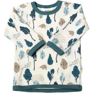 Bluse print af træer i råhvid og blå uld-bambus
