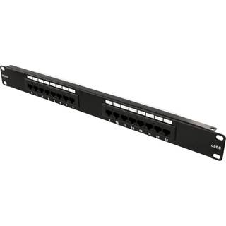 DELTACO 19" patch panel, 16+xRJ45, Cat6, UTP, 10Gbps, black