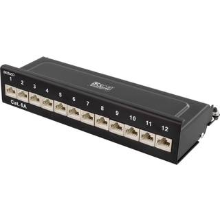 Deltaco Patch Panel 12xRJ45 Cat6a wall-mountable metal black