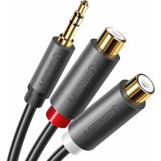 Ugreen lydadapterstik 3,5 mm (han) til 2xRCA (hun) kabel, 0,25 m - Grå