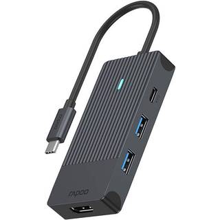 RAPOO UCM-2001 4-i-1 USB-C Multiport Adapter-hub (sort)