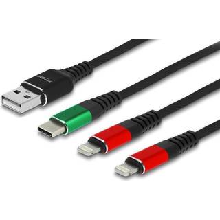 Delock 3in1 USB opladerkabel - 2 x Lightning / 1 x USB-C - 1 m