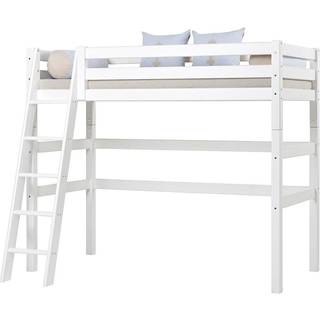 Hoppekids ECO Luxury - Højseng - 90x200 cm. - Skrå Stige - Fleksibel Indlægsbund - Hvid
