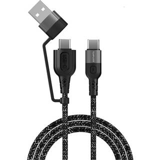 4Smarts ComboCord USB-C eller USB-A til USB-C Kabel - 1,5m. - 60W PD - Sort