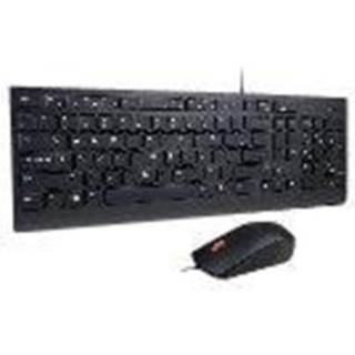 Lenovo Essential Wired Combo - keyboard and mouse set - French / German - Switzerland - Tastatur - Scheizisk fransk/tysk - Sort