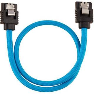 CORSAIR Premium Sleeved SATA Data Cable Set with Straight Connectors_ Blue_ 30cm