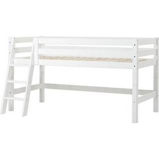 Hoppekids ECO Luxury - Halvhøj Seng - 90x200 cm. - Skrå Stige - Fleksibel Indlægsbund - Hvid