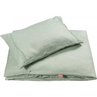 NG Baby Sengetøjssæt Linned med Blonder til Klapvogn/Vugge Sage Green One Size      Unisex