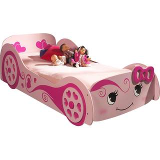 Børneseng bil 90 x 200 cm – lyserød LOVE CAR