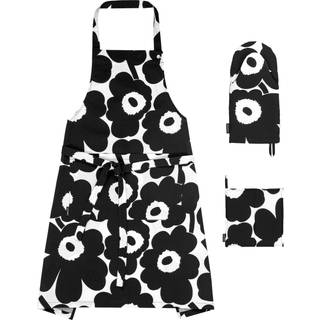 Marimekko Unikko Forklæde + Grillhandske + Grydelap - Forklæder Bomuld Sort - 071709-190