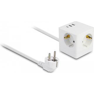 PowerCube 2x USB-A / 1x USB-C - Schuko EU jord - 3-vejs - 1.5 m