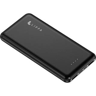 Lippa 10.000 mAh powerbank 2 x USB-A output, Sort - Powerbanks fra Lippa