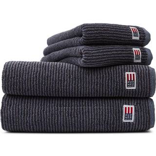 Lexington Original Towel Striped Steel Blue/Dk Grey 100x150 cm