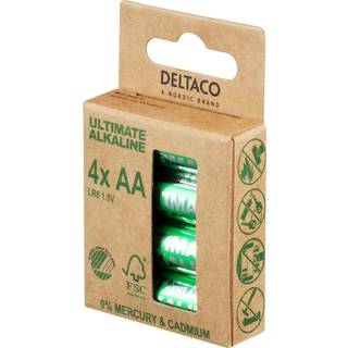 Deltaco Ultimate Alkaline AA-batteri, 4-pack